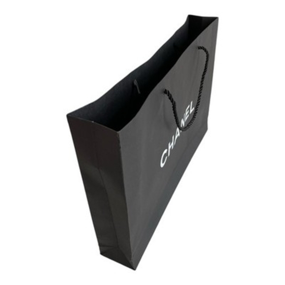 CHANEL Black Paper Shopping Bag Reusable Storage Gift Bag 14.5"x2.5"x10.5" - Picture 3 of 3